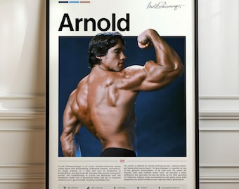 Arnold Schwarzenegger Poster, Fitness Art Print, Sports Wall Decor, Bodybuilding Legend