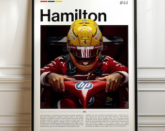 Lewis Hamilton Poster, Formula 1 Art Print, Sports Wall Decor, F1 World Champion