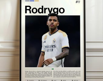Rodrygo Silva de Goes Poster, Rodrygo Art Print, Madrid Winger Decor, Football Fan Gift