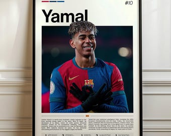 Lamine Yamal Poster, Football Art Print, Sports Wall Decor, Young Football Star