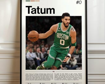 Jayson Tatum Poster, Basketball Art Print, Sports Wall Decor, Hoops Superstar