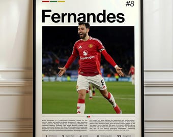 Bruno Fernandes Poster, Soccer Art Print, Sports Wall Decor, Football Playmaker, Midfield Maestro Art