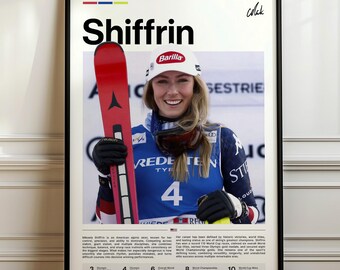 Mikaela Pauline Shiffrin Poster, Shiffrin Print, Alpine Skiing Art, Winter Sports Decor, Skier Gift