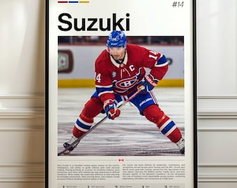 Nick Suzuki Poster, Hockey Art Print, Sports Wall Decor, NHL Star