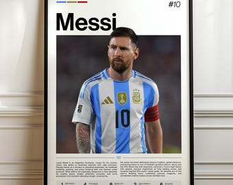 Lionel Messi Poster, Soccer Art Print, Sports Wall Decor, Football Legend, Argentine Star Art