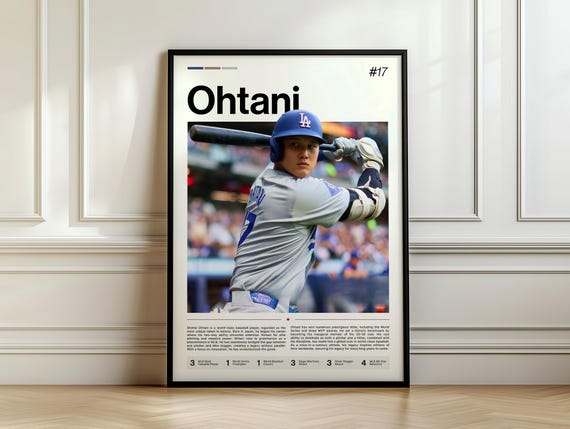 Shohei Ohtani Poster, MLB Baseball Print, Sports Artwork, Ohtani Angels MLB