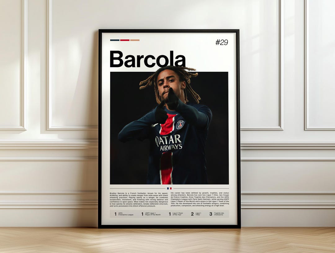 Bradley Barcola Poster Barcola Art Print French Winger Decor Soccer bradley-barcola-poster-barcola-art-print-french-winger-decor-soccer