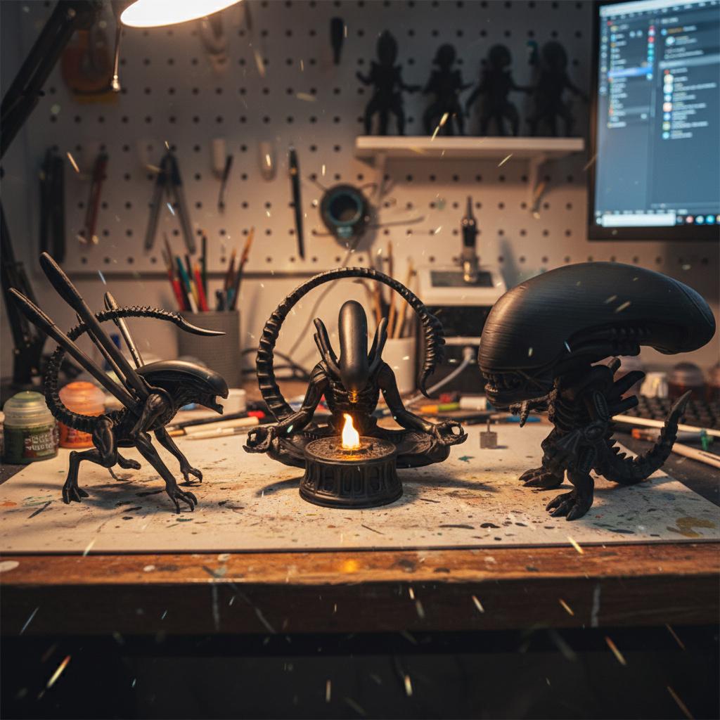 Alien Desk Feature Xenomorph Alien 3D Printed Figure, Sci Fi Desk Decor, Alien Statue ...
