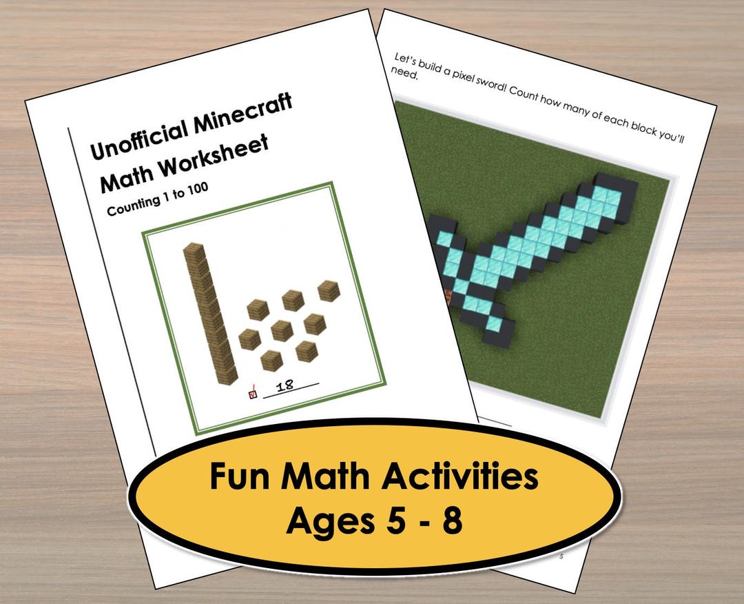 Super Crafting Math Unofficial Minecraft Math Activity Worksheets | Counting, Crafting ...