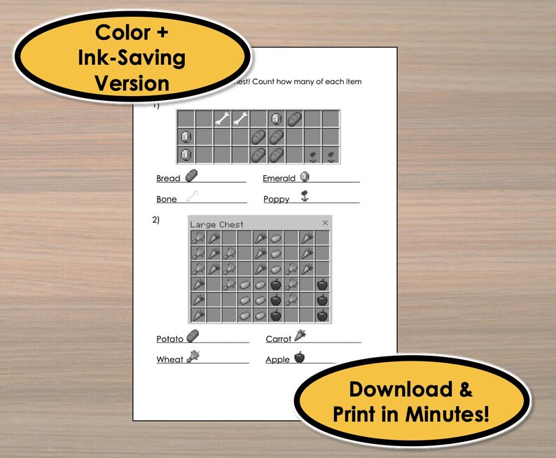 Unofficial Minecraft Math Activity Worksheets | Counting, Crafting ...