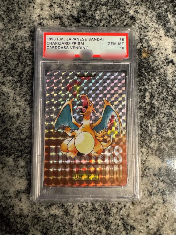 タ*マ様 ポケモン カードダス リザードン 1996 Prism Chariza Charizard-prism #6 Pokémon Japanese 1996 Carddass Proxy Slab - Etsy