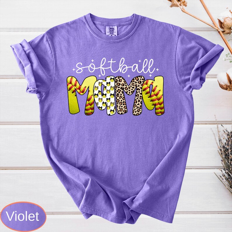 Comfort Colors Softball Mama Shirt: Leopard Coquette Game Day Tee image 7