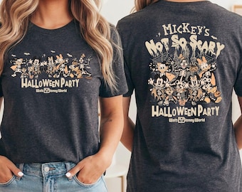 Mickey's Not So Scary Halloween Party Shirt, Retro Skeleton Friends Tee, Spooky Season T-Shirt