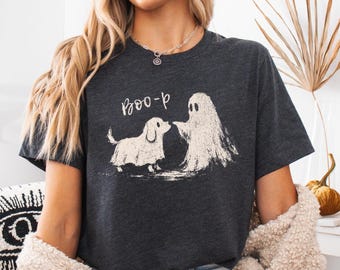 Cute Ghost Dog Shirt, Boo-P Halloween T-Shirt, Funny Dog Lover Shirt, Spooky Season, Halloween Gift