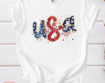Comfort Colors USA Splatter T-Shirt, Patriotic American Flag Shirt, Fourth of July, Independence Day