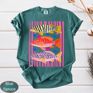 Comfort Colors Preppy Fish Shirt, Summer Vacation Tee, Girls Fishing Tshirt, Beach Vibes image 7