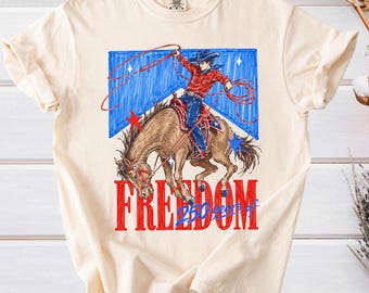 Comfort Colors America 250th Anniversary Shirt - Patriotic Cowboy Rodeo T-Shirt, American Flag Independence Day
