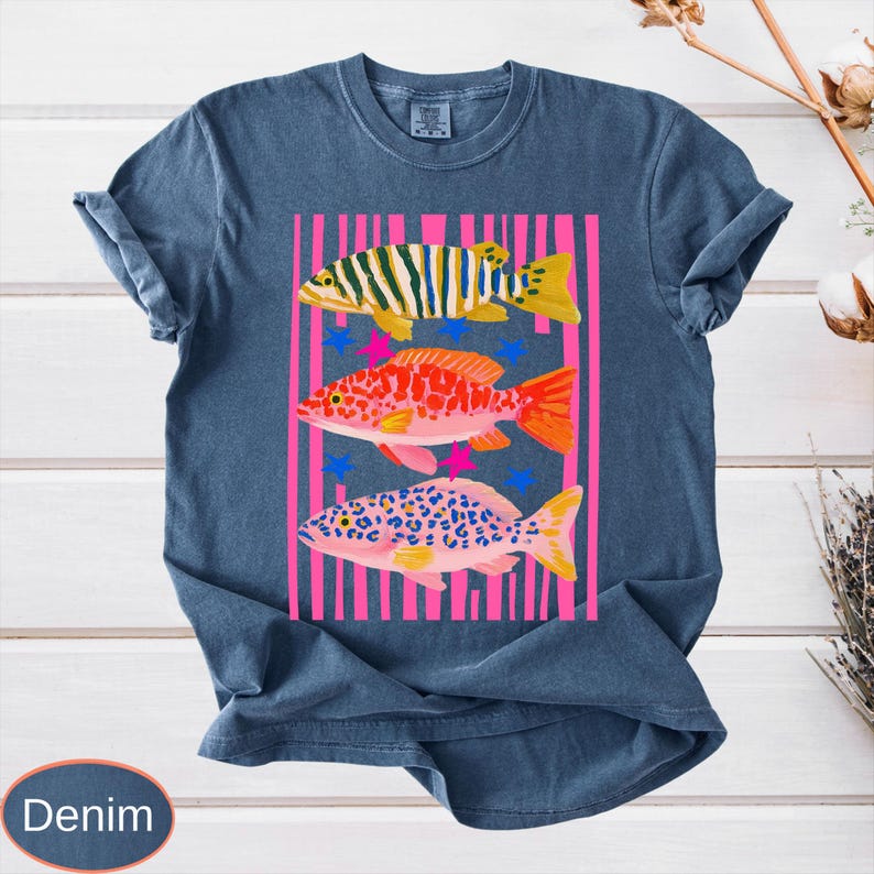 Comfort Colors Preppy Fish Shirt, Summer Vacation Tee, Girls Fishing Tshirt, Beach Vibes image 17