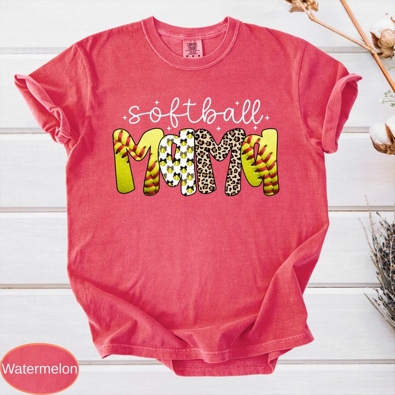 Comfort Colors Softball Mama Shirt: Leopard Coquette Game Day Tee image 14