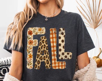Leopard Fall Shirt, Distressed Autumn Tee, Girly Thanksgiving T-Shirt, Vintage Fall Apparel