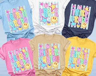 Back to School Grade Level Shirts: Kindergarten, First, Second, Third, Fourth Grade Tees