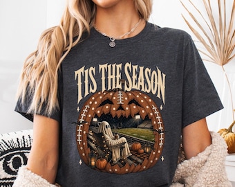 Tis The Season Shirt, Ghost Football Game Day T-Shirt, Spooky Season Graphic Tee, Halloween Gift