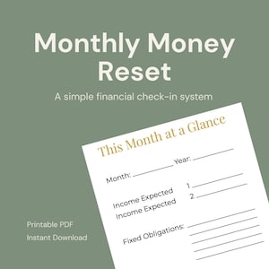 Monthly Money Reset | Printable Financial Check-In PDF