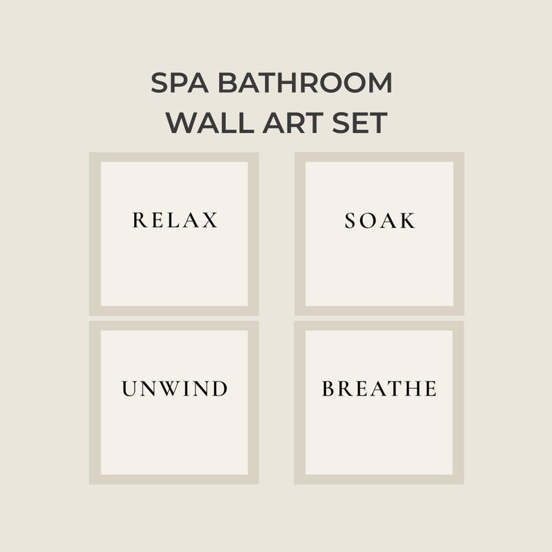 Spa Bathroom Wall Art Set, Relax Soak Unwind Breathe - Etsy