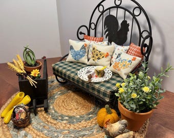 Chicken Garden Patio Vignette 11.5 Fashion Doll Furniture Dollhouse Diorama 1:6