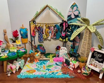 Tropical Surf Shop 11.5 Fashion Doll Size Furniture Dollhouse Display Diorama OOAK 1:6