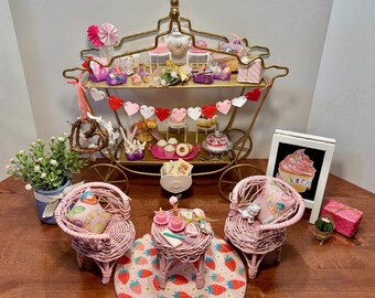 Sweet Bakery Cart Vignette 11.5 Fashion Doll Size Furniture Dollhouse Diorama OOAK 1:6