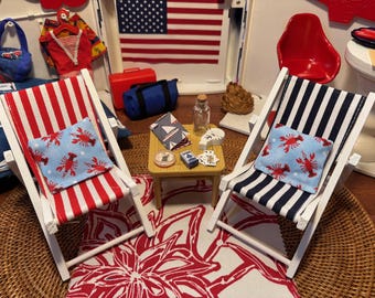 Americana Cruise Ship Vignette 11.5 Fashion Doll Size Furniture Dollhouse Custom Display Set Diorama OOAK 1:6