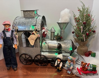 Christmas Train Vignette 11.5 Fashion Doll Size Furniture Dollhouse Custom Display Set Diorama OOAK 1:6