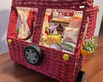 Cozy Camper RV Vignette 11.5 Fashion Doll Size Furniture Dollhouse Custom Display Set Diorama OOAK 1:6
