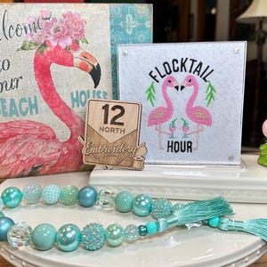 Embroidered Flamingo Flocktail Hour Nora Fleming Panel for 5x5 Frame magnetic frames