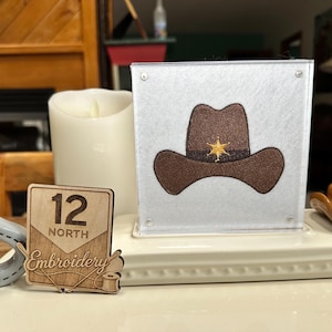 Embroidered Cowboy Hat Nora Fleming Panel for 5x5 acrylic magnetic picture frames