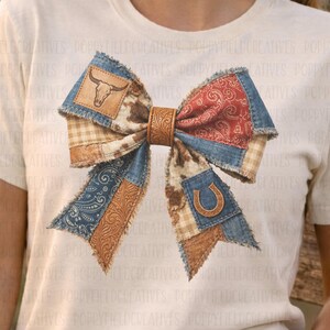 Fiocco patchwork western PNG / Stile country png / Cowgirl civettuola png / Grafica western / Fiocco civettuolo / Fiocco da cowgirl png