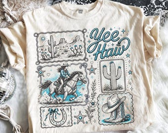Yee Haw PNG | Western Cowgirl PNG | Turquoise Western Png | Rodeo Cowgirl Graphic | Cowboy Boots Png | Desert Cactus Png | Everyday Designs