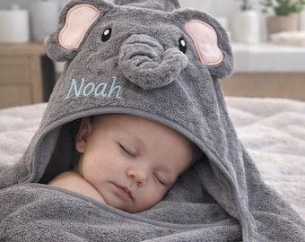 Toalla con capucha personalizada para bebé, linda toalla de bebé con animales, toalla de baño suave y absorbente para niños, regalo para baby shower, regalo para recién nacido
