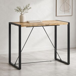 Solid Mango Wood Bar Table - Industrial Pub Height Kitchen Table