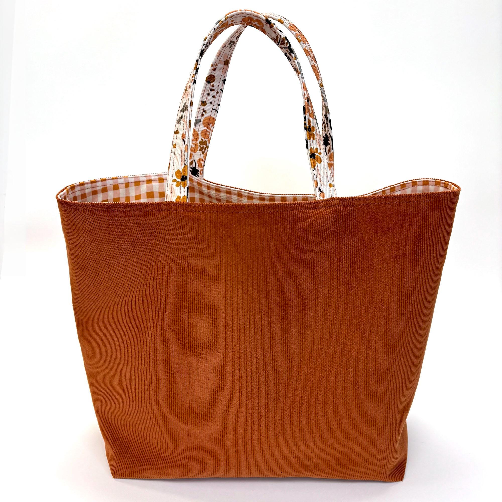 ★TOUT Y EST★ RB Corduroy Quilting Tote Bag Orange RBBGCC00 Weekend Corduroy Tote Bag ~ Hot Pink and Orange Colour Block