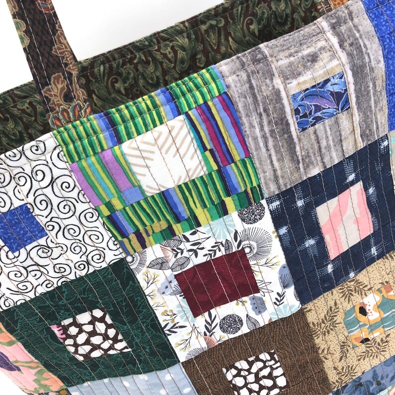Handmade Quilted Patchwork Tote, Project Bag, One of a Kind - Etsy