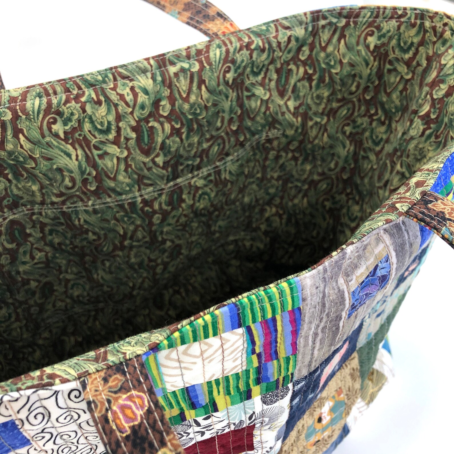 Handmade Quilted Patchwork Tote, Project Bag, One of a Kind - Etsy