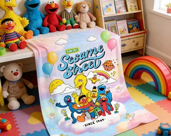 Sesame Street Characters Blanket Soft Throw Kids Cartoon Fleece Gift Home Decor
