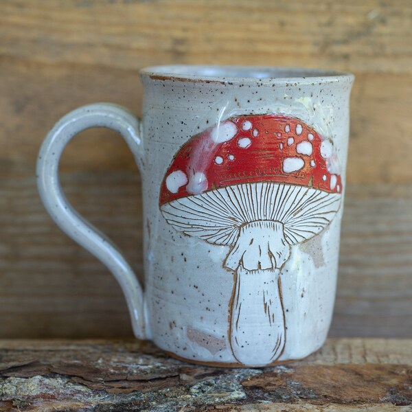 Red Mushroom Stoneware Mug **DISCOUNTED**