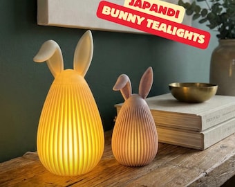 Portacandele a forma di coniglio Japandi, decorazione pasquale moderna, portacandele minimalista a forma di coniglio, decorazione per la casa in stile scandinavo, regalo stampato in 3D in PLA