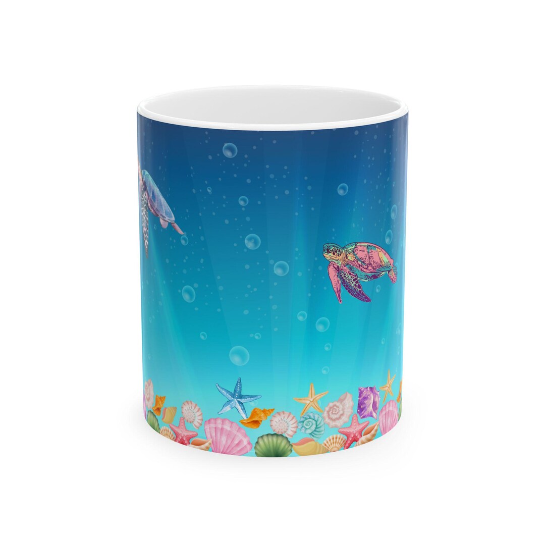 Turtle Shell Cups Colorful Sea Turtles Mug | Ocean Shells Ceramic Mug - Etsy