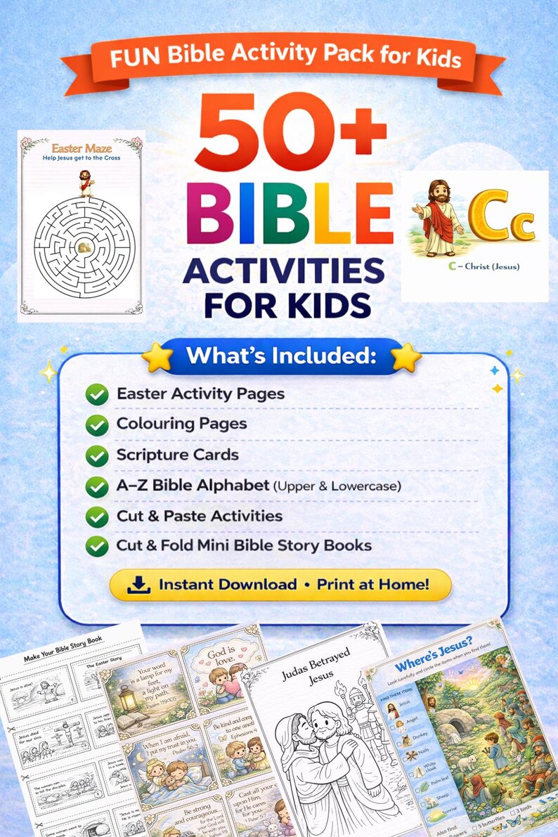 Limited Launch Price: Bible Activity Pack for Kids | Christian ...