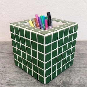 Handmade Tile Mosaic Tray for Bathroom, keys, pen or Jewelry. Retro Decor Desk Organizer