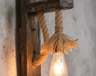 Industrial Wall Sconce, Rustic Wood Metal Wall Light, Vintage Farmhouse Black Wall Lamp for Bedroom, Hallway, Dining Room